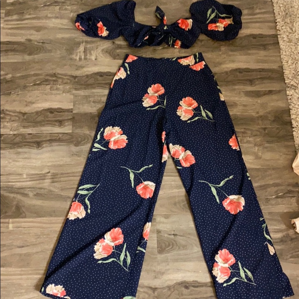 Nasty Ga floral pant and crop top set